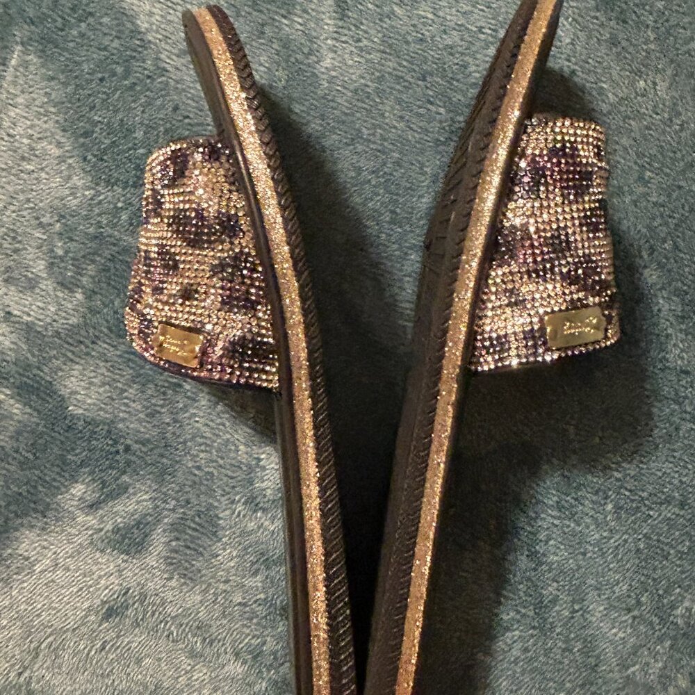 Juicy Couture Slide On Gold Animal Print Bling Black US Size 8.5 - Picture 3 of 5